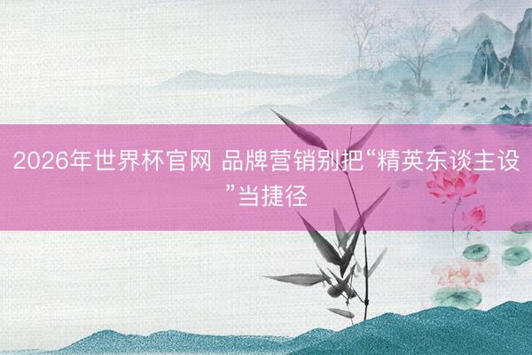 2026年世界杯官网 品牌营销别把“精英东谈主设”当捷径