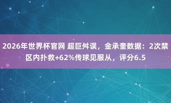 2026年世界杯官网 超巨舛误，金承奎数据：2次禁区内扑救+62%传球见服从，评分6.5